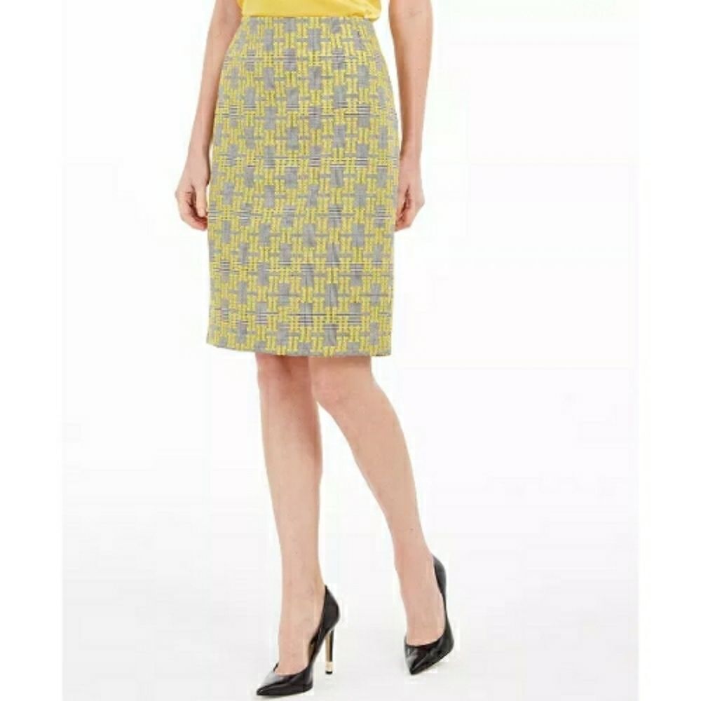Kasper Jacquard Plaid Pencil Skirt Size 8P